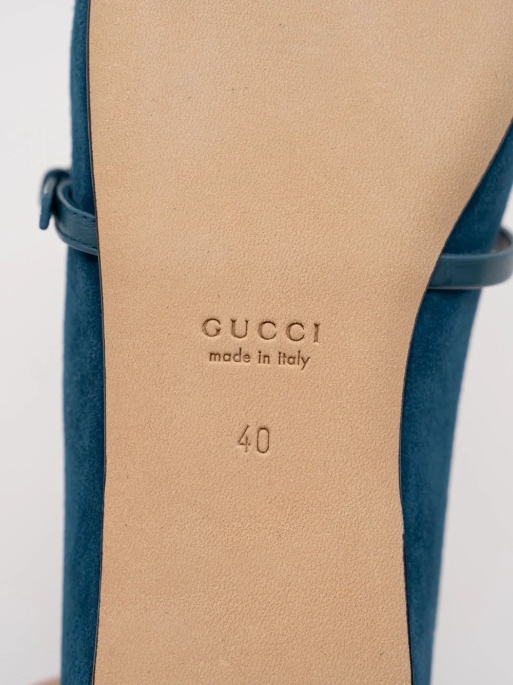 Gucci Women's Ballet Flats Horsebit Blue Suede Mary Jane size 40eu 10 US